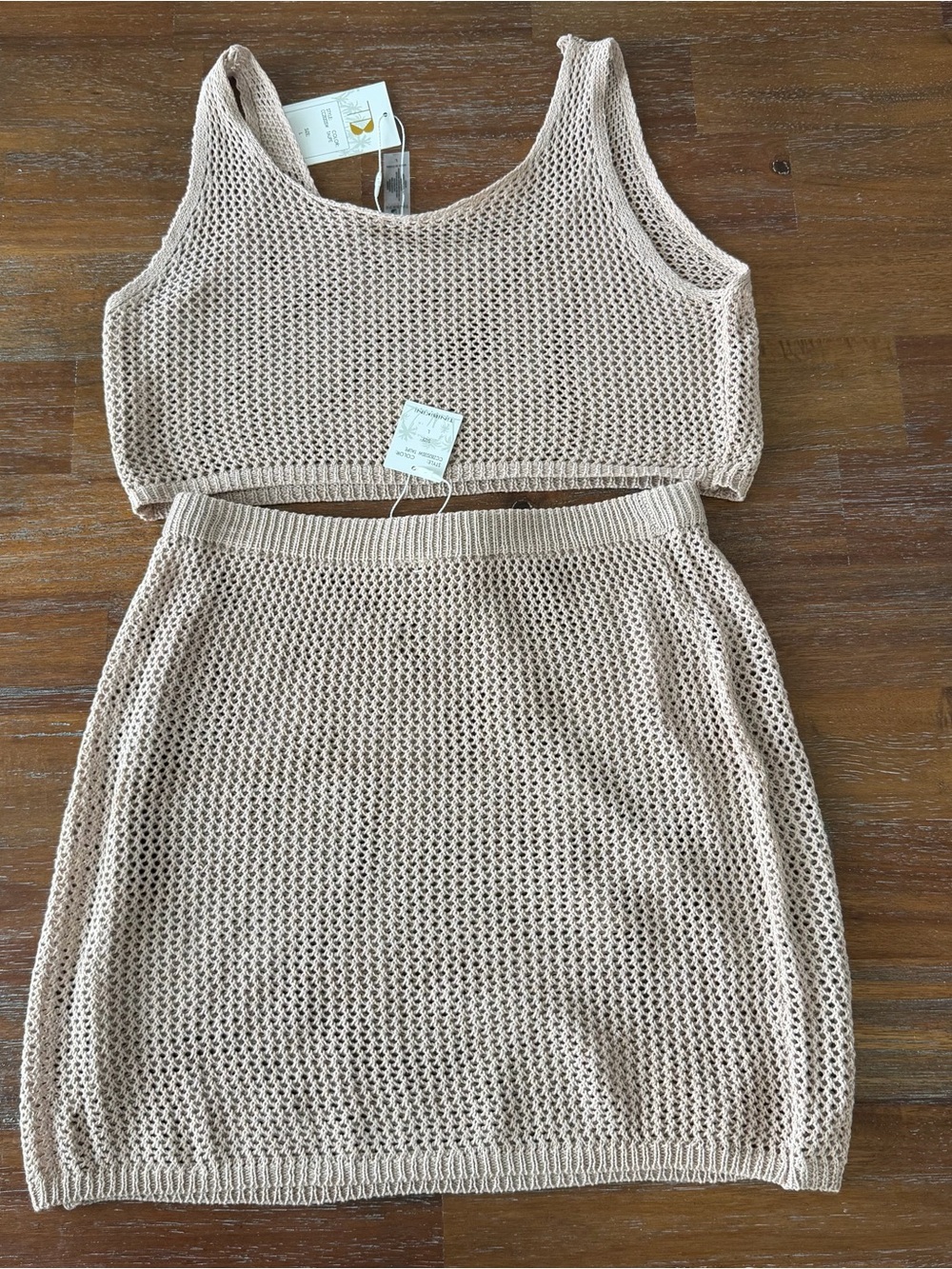Tinibikini Two piece crochet mesh skirt and top bikini cover up size large - Picture 2 of 2